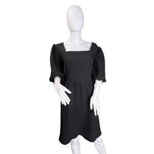 SHEIN Dress 3X Black Square Neck Romantic Tie Back Puff Sleeve Mini Black Dress